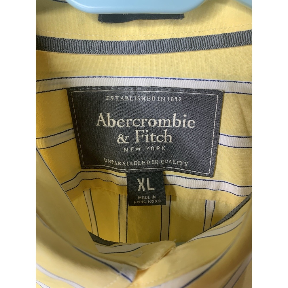 Mens XL VTG Y2K Aerocrombie & Fitch Yellow‎ Striped Muscle Button Down Shirt - Picture 4 of 9